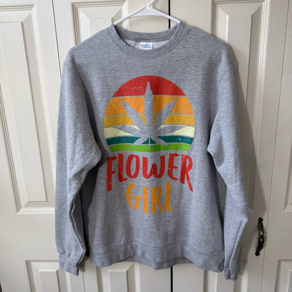 Flower Girl 420 Crewneck Pullover Sweatshirt Women’s Size Medium Port & Company